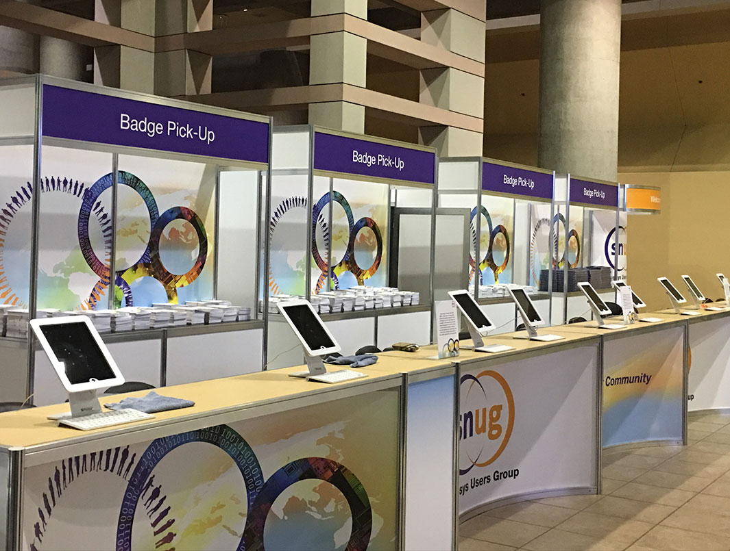a virtual tradeshow hall with booths that link to company pages