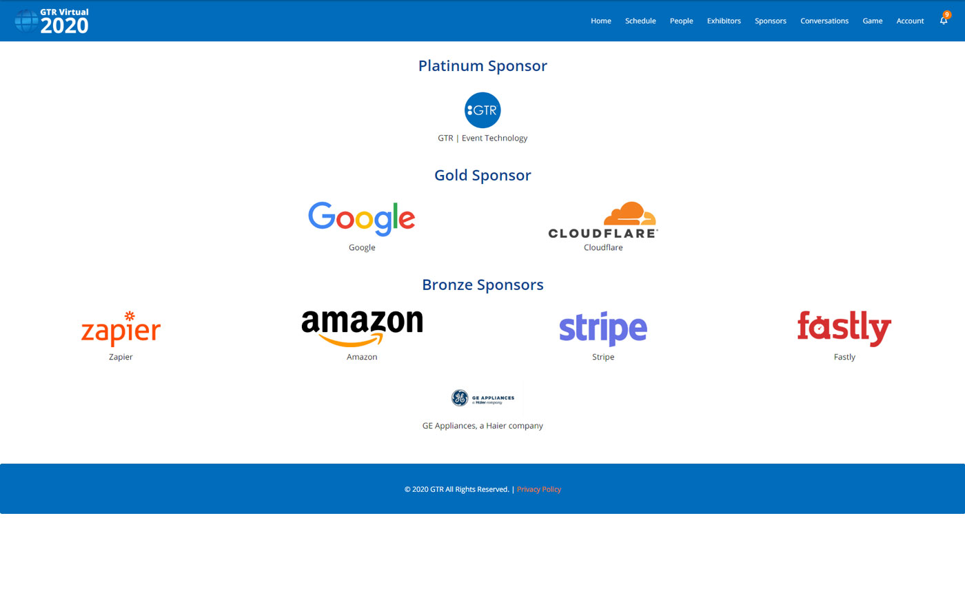 gtr virtual sponsors page example